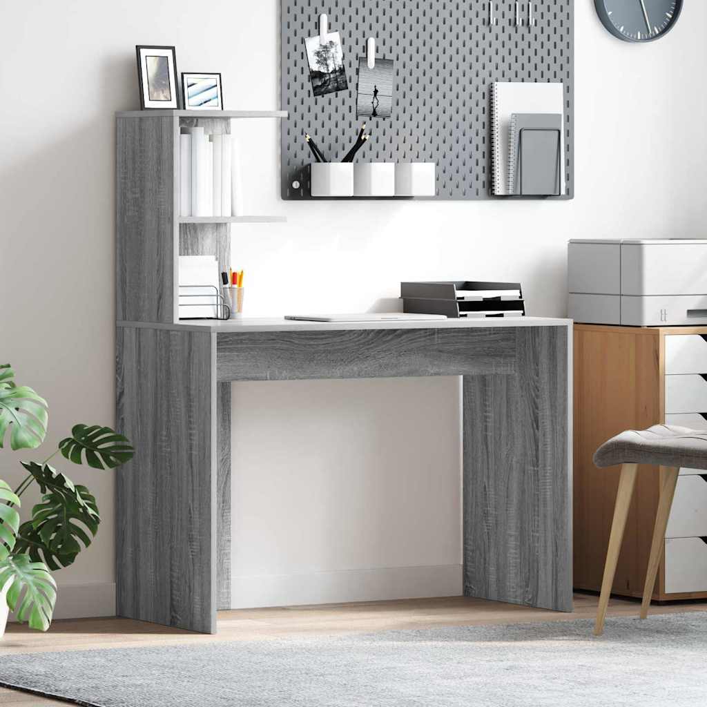 Grey Writing Desk Grey Sonoma Particle board Standard desk size - Design Hut