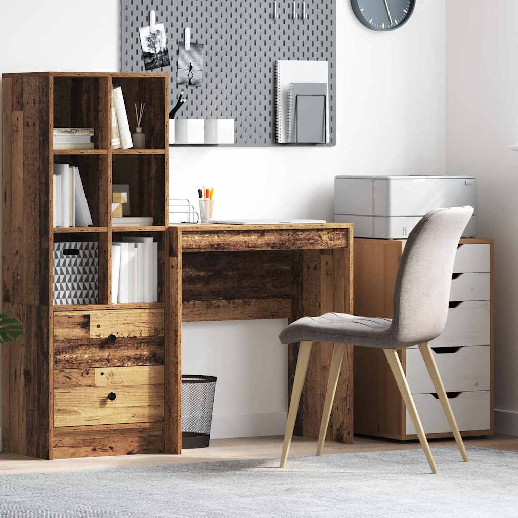 Rustic Writing Desk Old Wood Particle Board Small Storage - Millennium Furniture