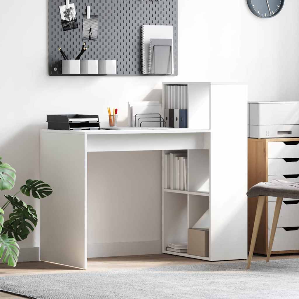 Writing Desk White Engineered Wood Medium Storage Writing Desk - Merkel Designers