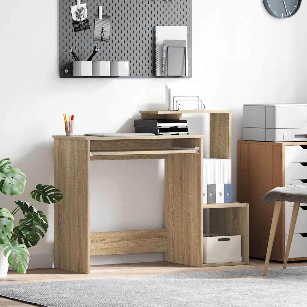 Sonoma Oak Computer Desk Sonoma oak MDF with oak veneer Medium - Charlotte Dunes