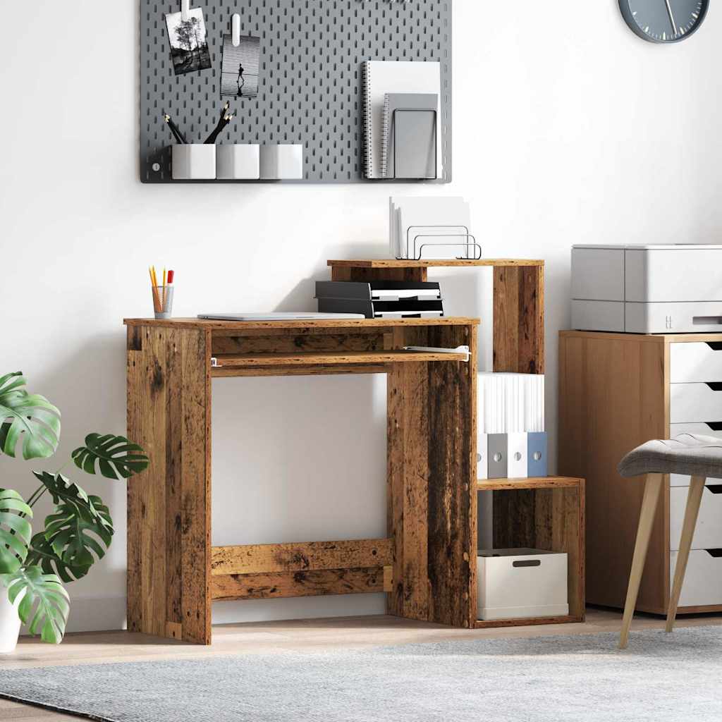 Brown Computer Desk Old Wood Engineered Wood Medium Storage - Direct Imports