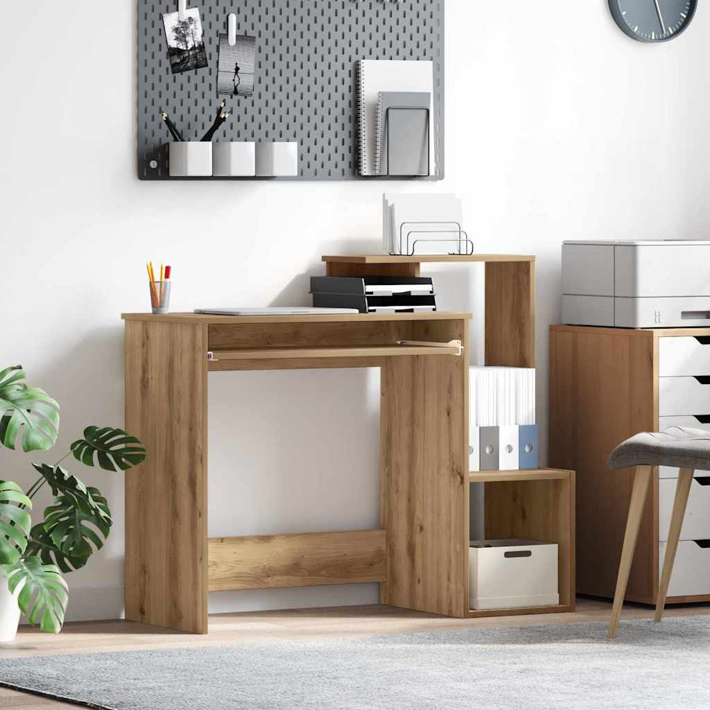 Oak Computer Desk Artisan Oak Particle board Medium Storage - Tyrell & Tyrell