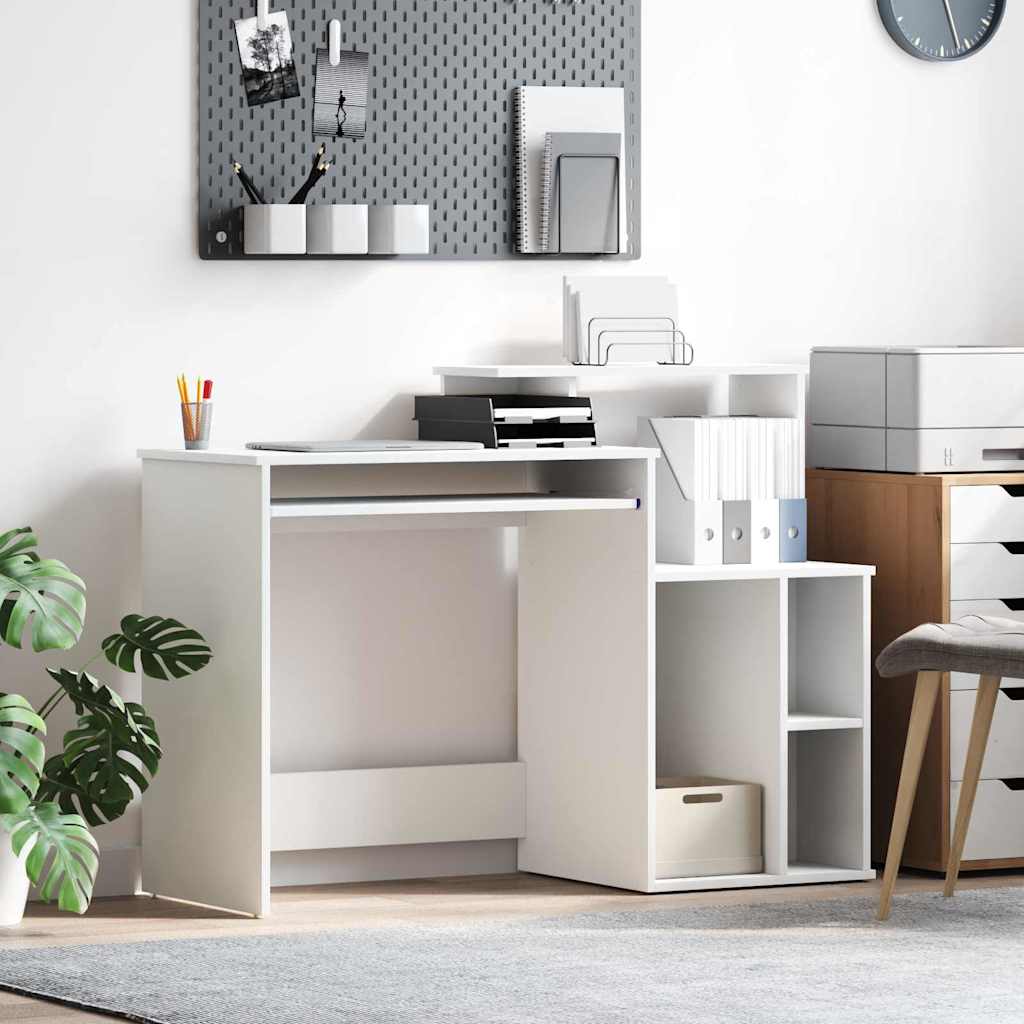 Desk with Storage White 120.5x44x88.5 cm Engineered Wood - Merkel Designers