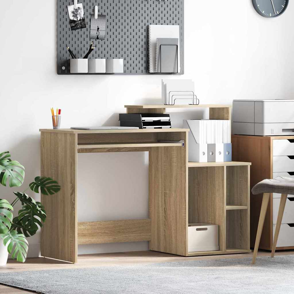 Desk with Storage Sonoma Oak 120.5x44x88.5 cm Engineered Wood - Discount Dealers
