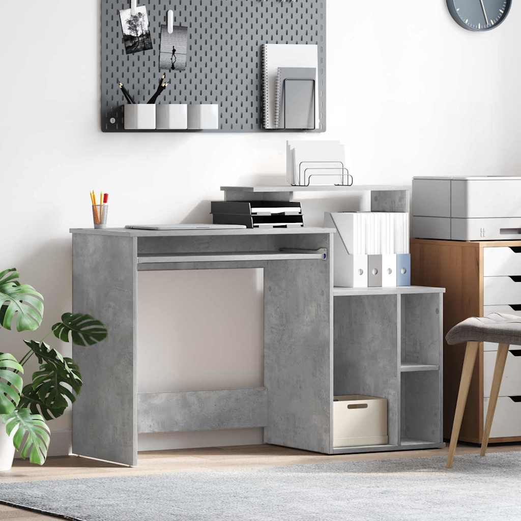 Desk with Storage Concrete Grey 120.5x44x88.5 cm Engineered Wood - Merlin Deals