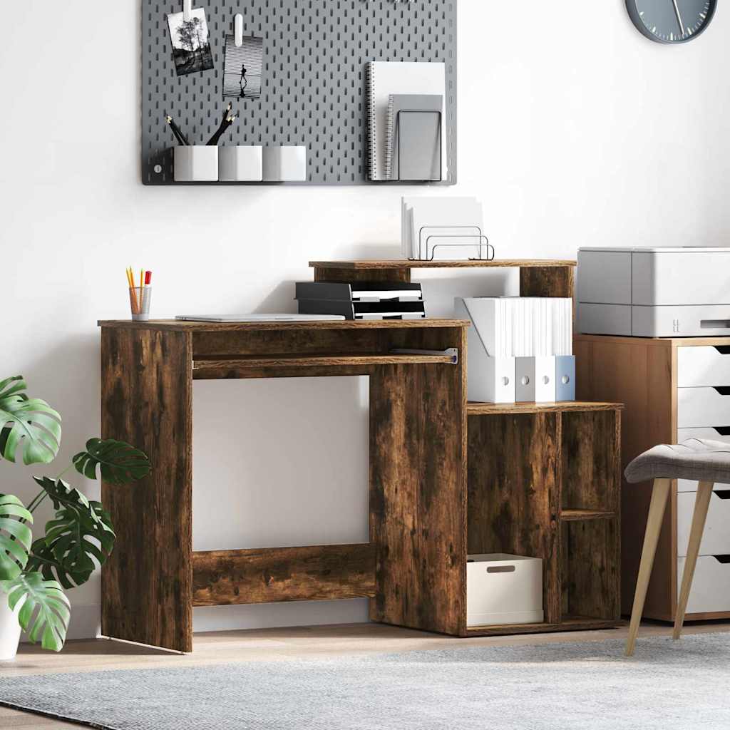 Desk with Storage Smoked Oak 120.5x44x88.5 cm Engineered Wood - Millennium Furniture