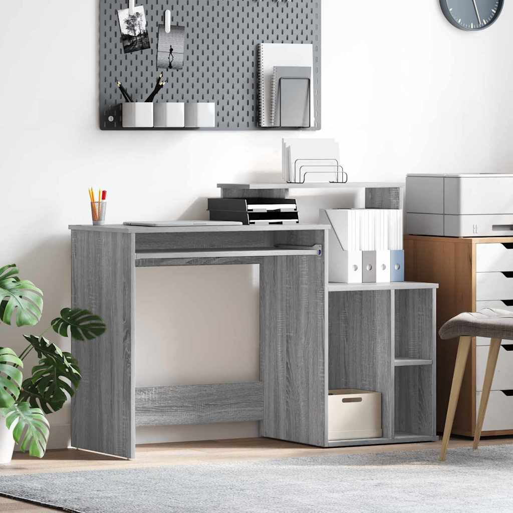 Desk with Storage Grey Sonoma 120.5x44x88.5 cm Engineered Wood - Design Hut