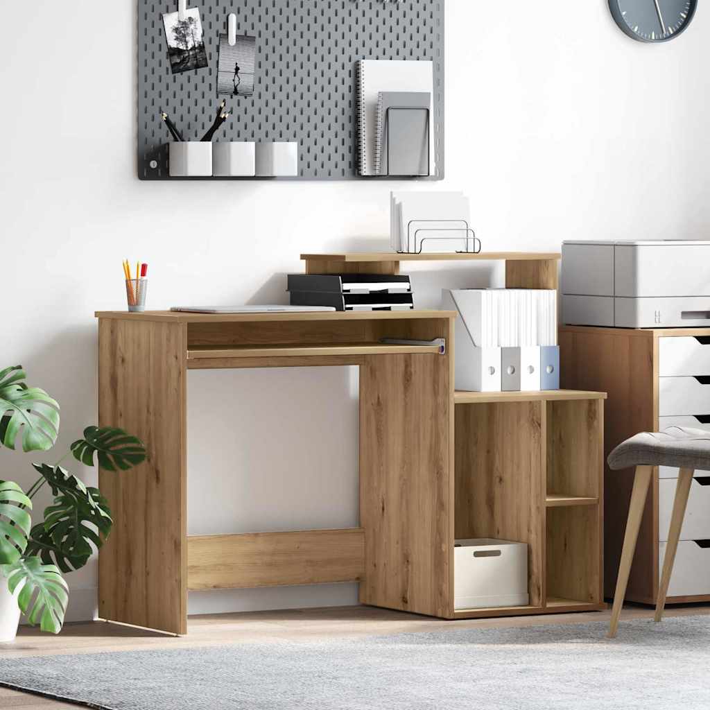 Desk with Storage Artisan Oak 120.5x44x88.5 cm Engineered Wood - Direct Imports