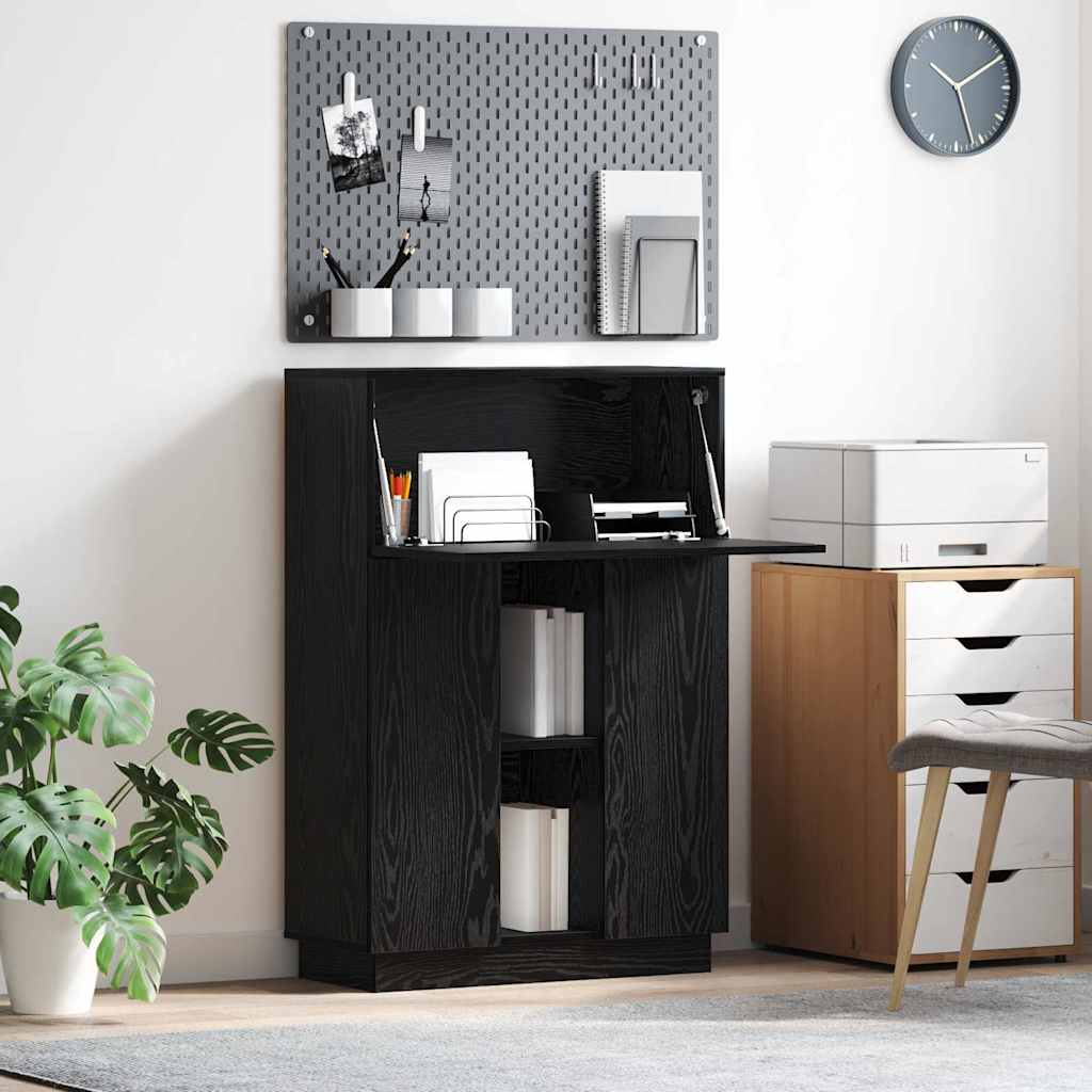 Black Oak Writing Desk Black Oak Engineered Wood Medium Sturdy - Sid & Sam