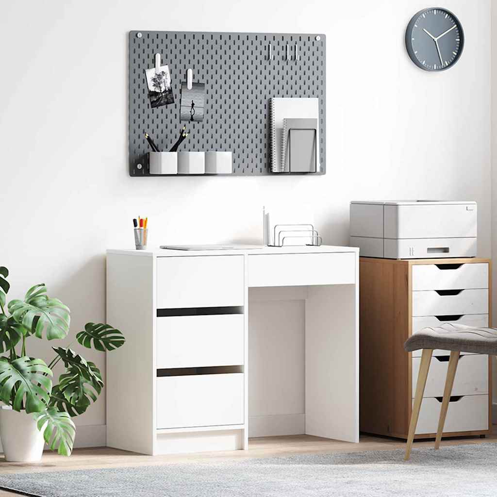 White Writing Desk White MDF Medium Storage White Writing Desk - Style and Chic