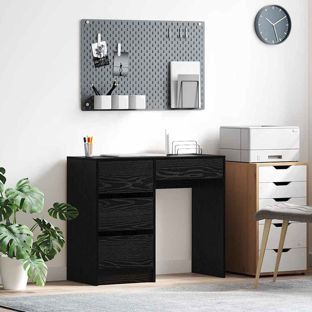 Black Oak Writing Desk Black oak Particle board, laminate Compact - All Things Good