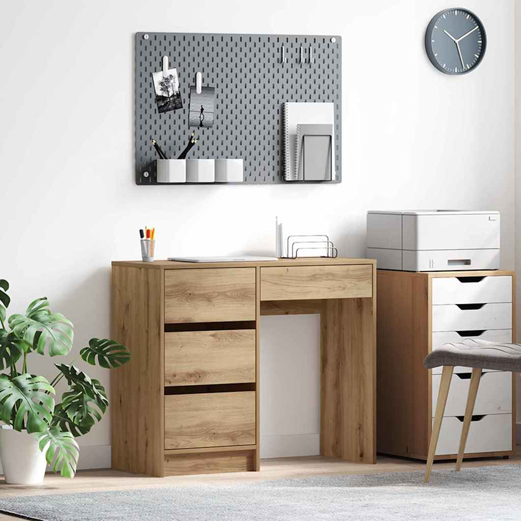 Brown Writing Desk Artisan oak Engineered wood Compact Storage - Merkel Designers