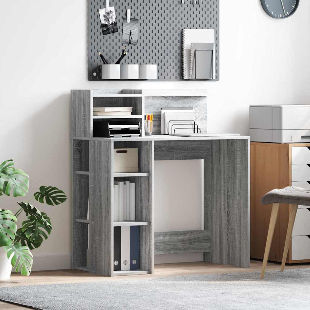 Desk with Storage Grey Sonoma 90x48x101.5 cm Engineered wood - R and M Furniture