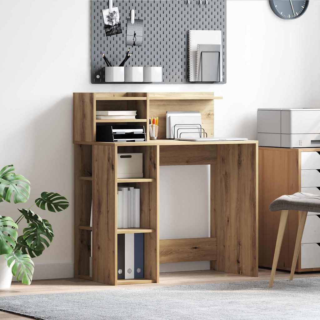 Desk with Storage Artisan Oak 90x48x101.5 cm Engineered wood - Tyrell & Tyrell