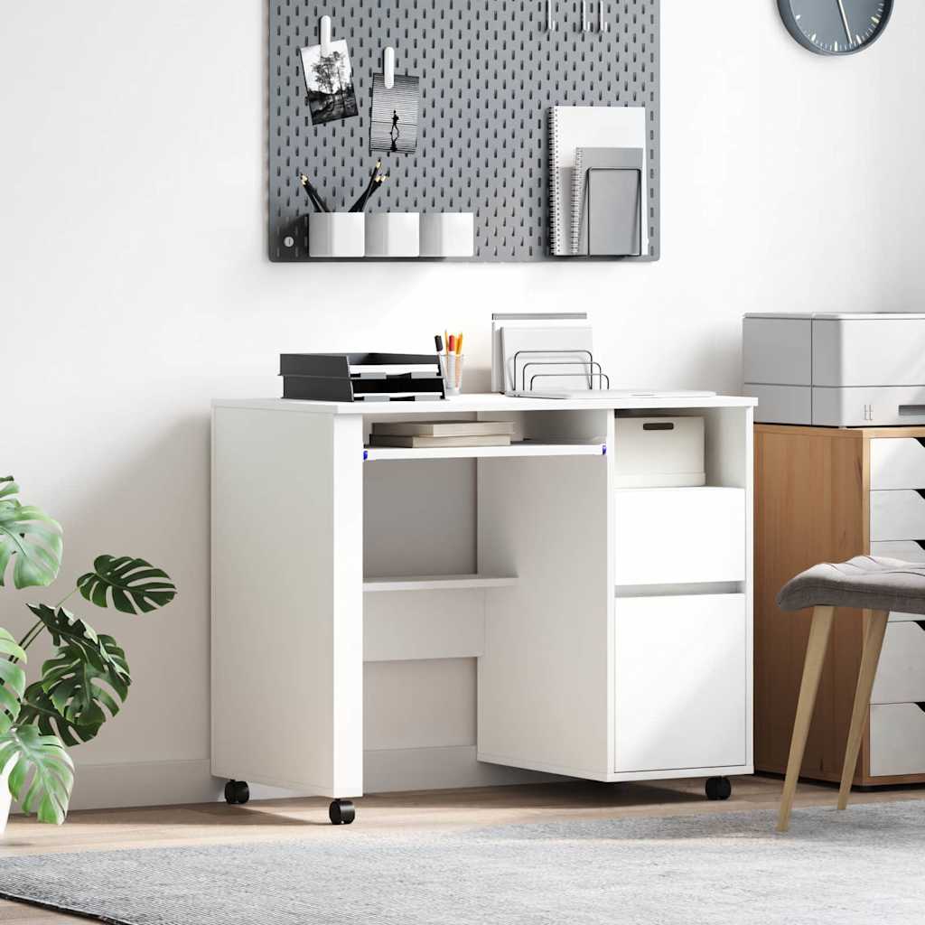 White Computer Desk with Drawers White MDF, Particle board Standard - Charlotte Dunes