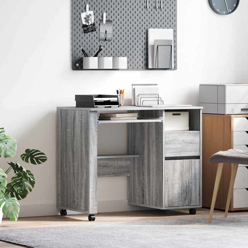 Grey Computer Desk Grey Sonoma Engineered Wood Medium - Direct Imports