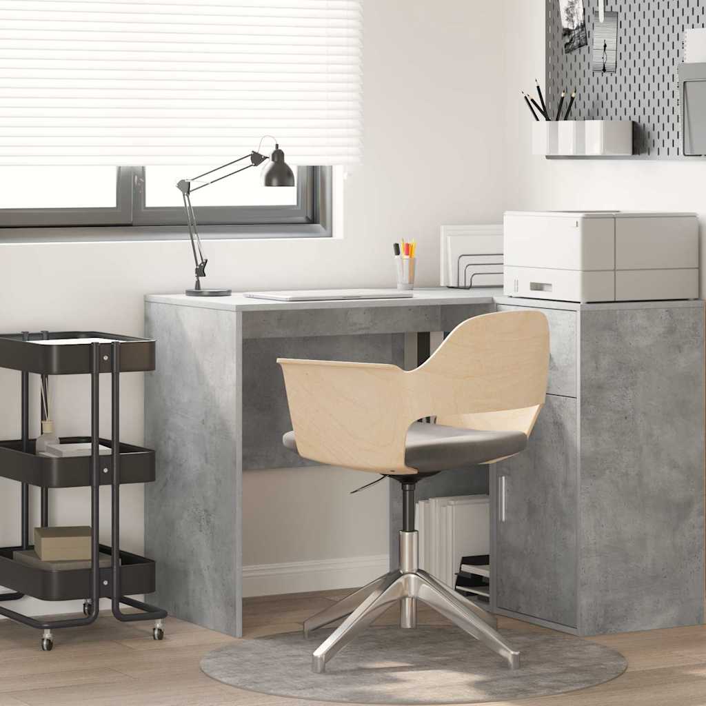 Writing Desk Concrete grey Wood composite Compact Storage - Design Hut