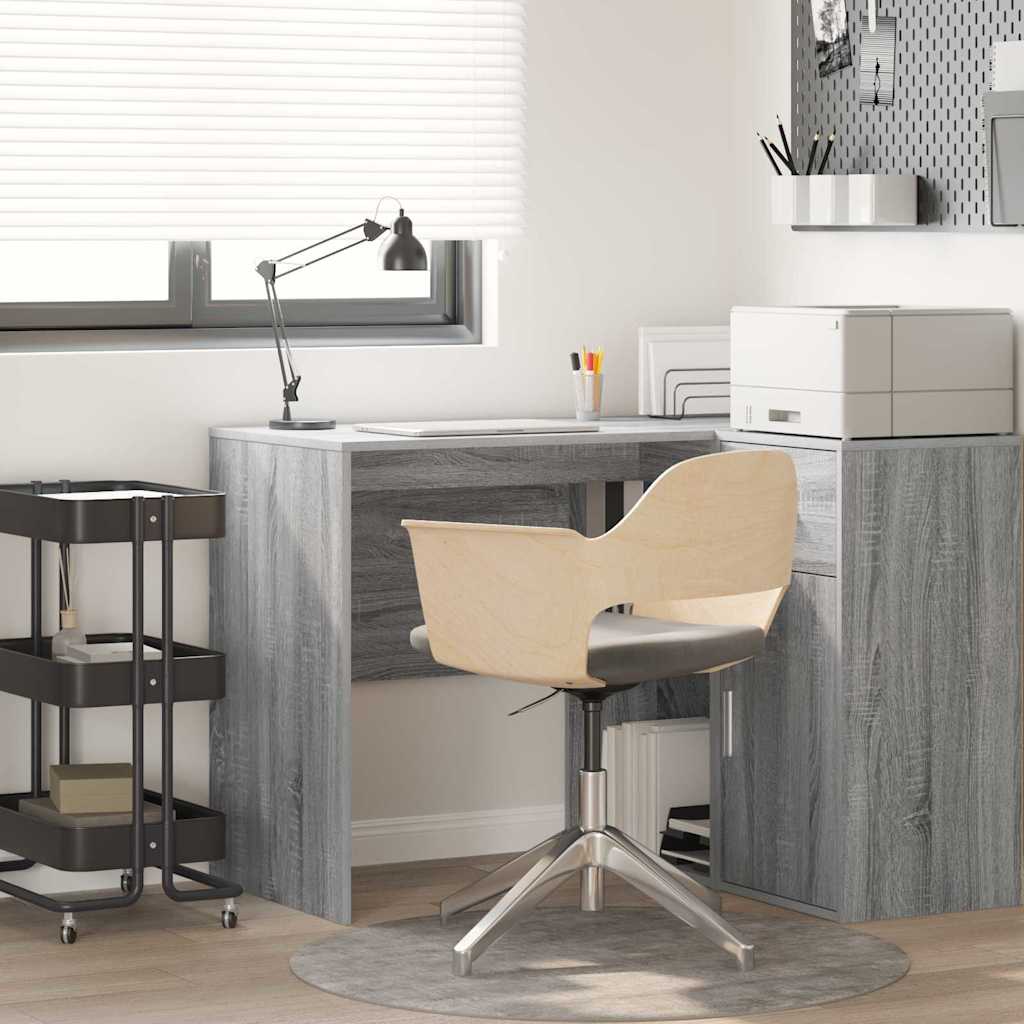 Writing Desk Grey Sonoma Wood Standard Storage - Brittle & Co