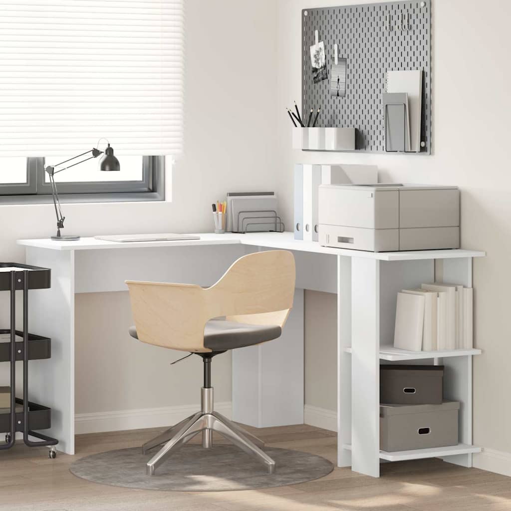 Corner Desk with Storage White 140x113,5x75cm - Unbeatable Bargains