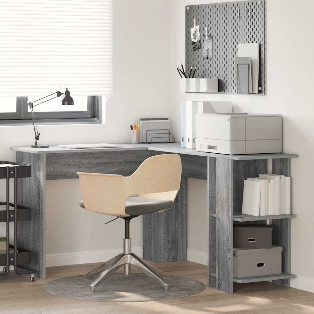 Corner Desk with Storage Grey Sonoma 140x113,5x75cm - Casper Homes