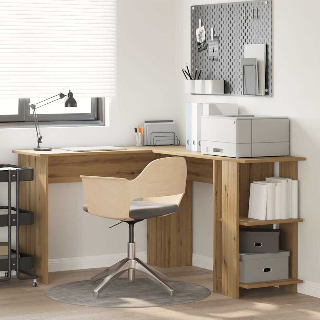 Corner Desk with Storage Artisan Oak 140x113,5x75cm - Charlotte Dunes