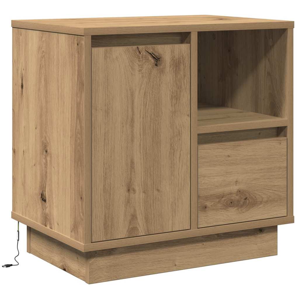 Bedside Cabinet with LED Artisan Oak 50x34,5x50 cm - Merlin Deals