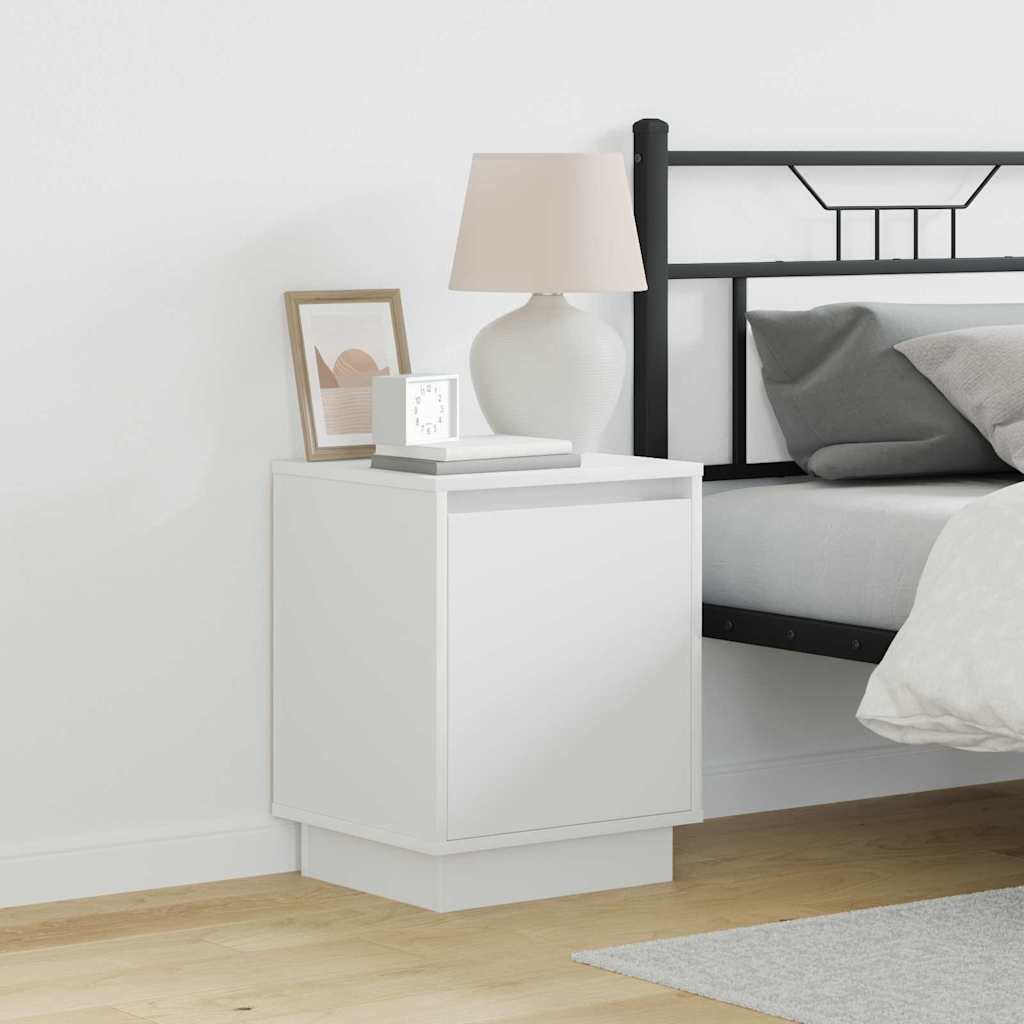 Bedside Cabinet with LED Lights White 39x34,5x50 cm - Merlin Deals