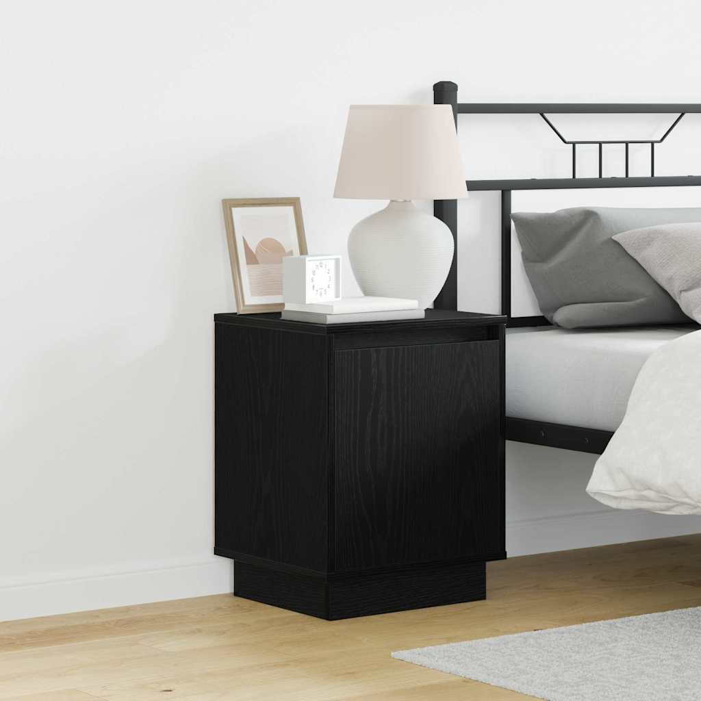 Bedside Cabinet with LED Lights Black 39x34,5x50 cm - Merlin Deals