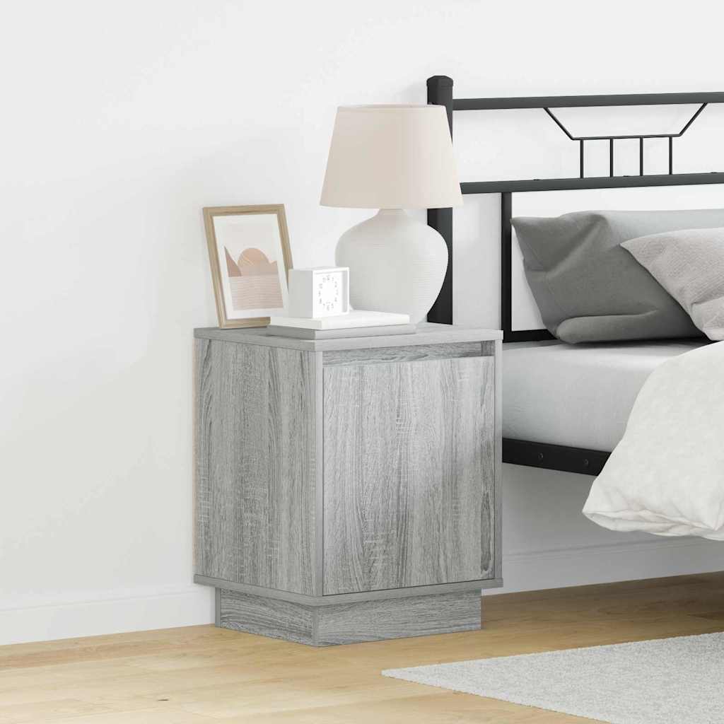Bedside Cabinet with LED Lights Grey Sonoma 39x34,5x50 cm - Charlotte Dunes