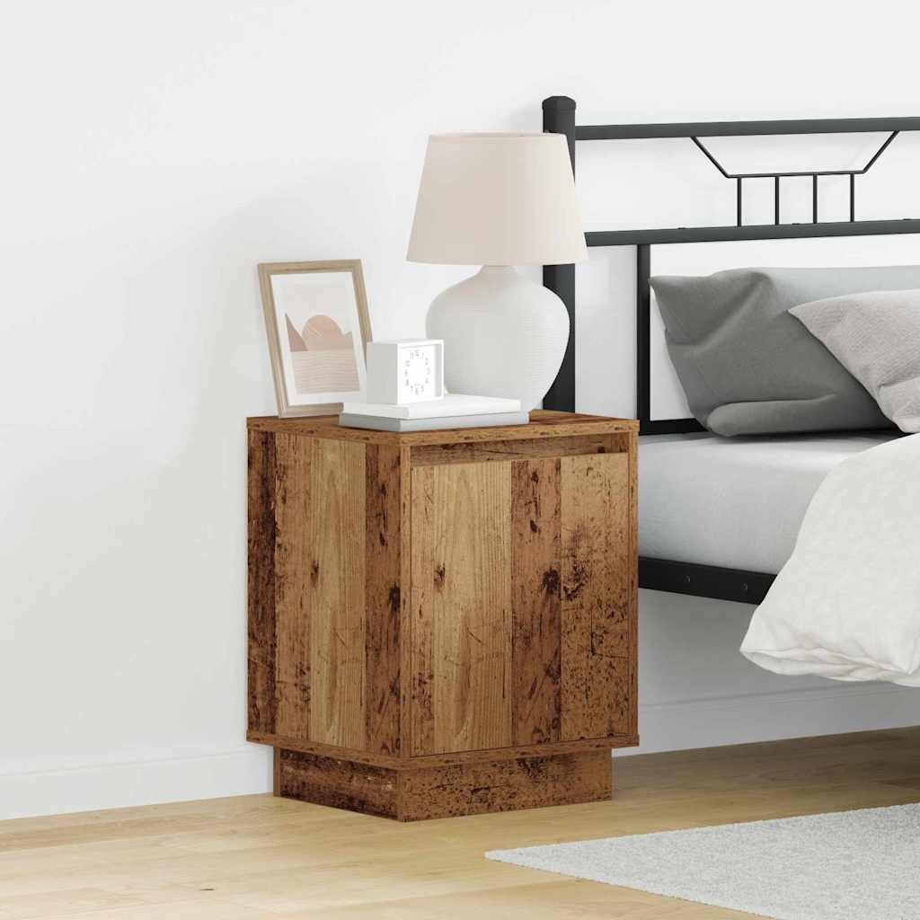 Bedside Cabinet with LED Lights Old Wood 39x34.5x50 cm - Charlotte Dunes