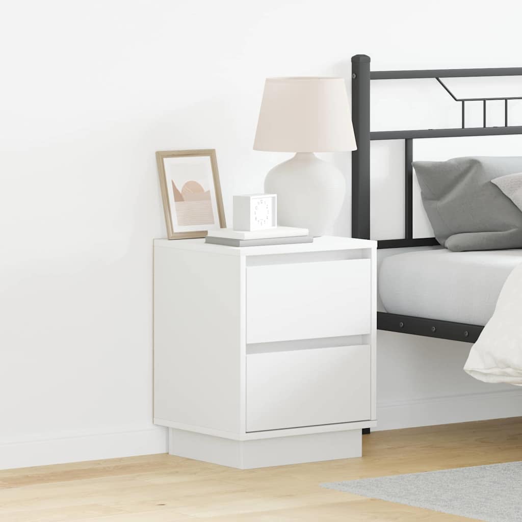 Bedside Cabinets with LED Lights 2 pcs White 39x34.5x50 cm - Decor Base