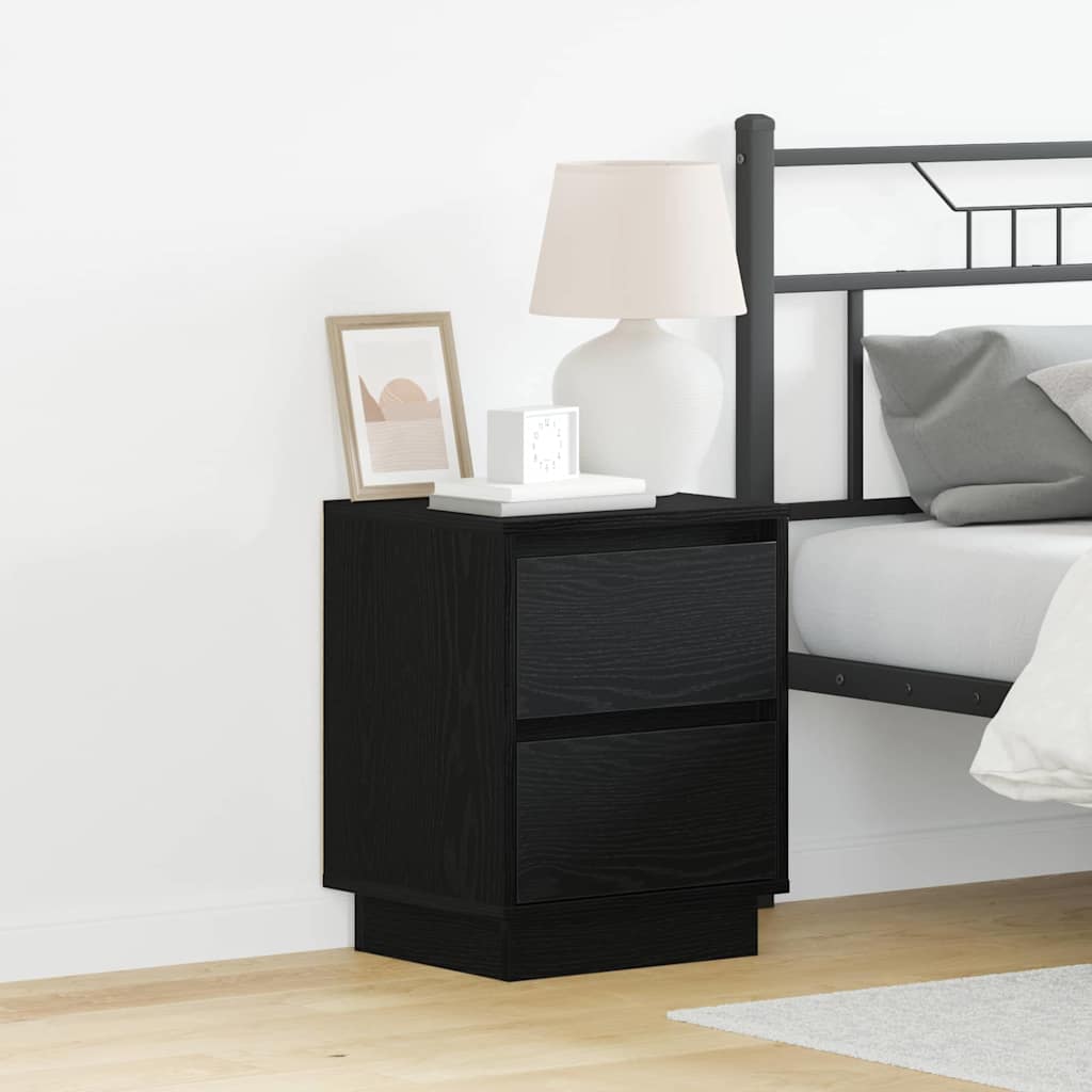 Bedside Cabinets with LED Lights 2 pcs Black 39x34.5x50 cm - Direct Imports