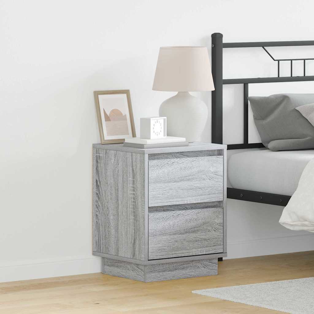 Bedside Cabinets with LED Lights 2 pcs Grey Sonoma 39x34.5x50 cm - All Things Good