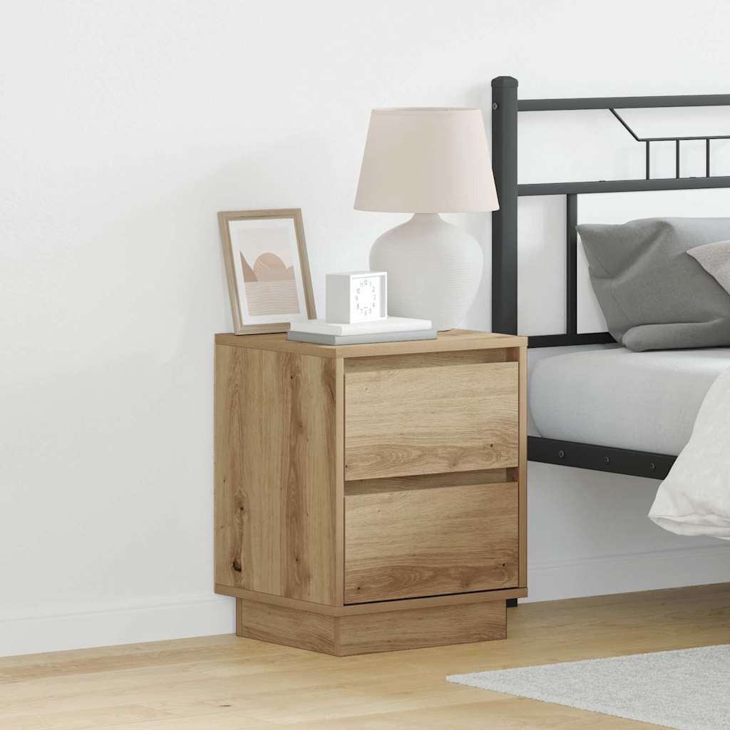 Bedside Cabinet with LED Lights Artisan Oak 39x34.5x50 cm - Millennium Furniture