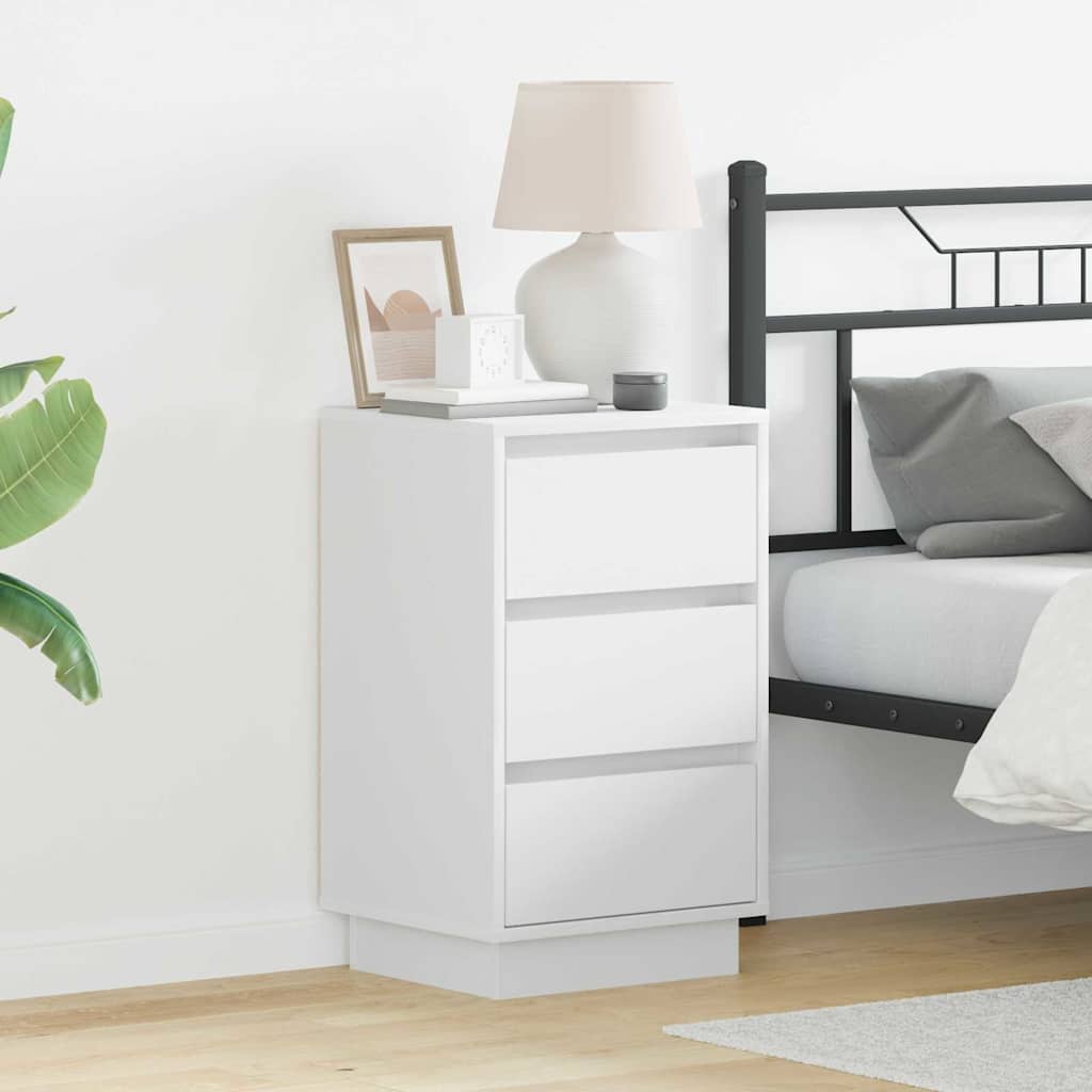 Bedside Cabinet with LED White 39x34.5x65 cm Engineered Wood - Sid & Sam