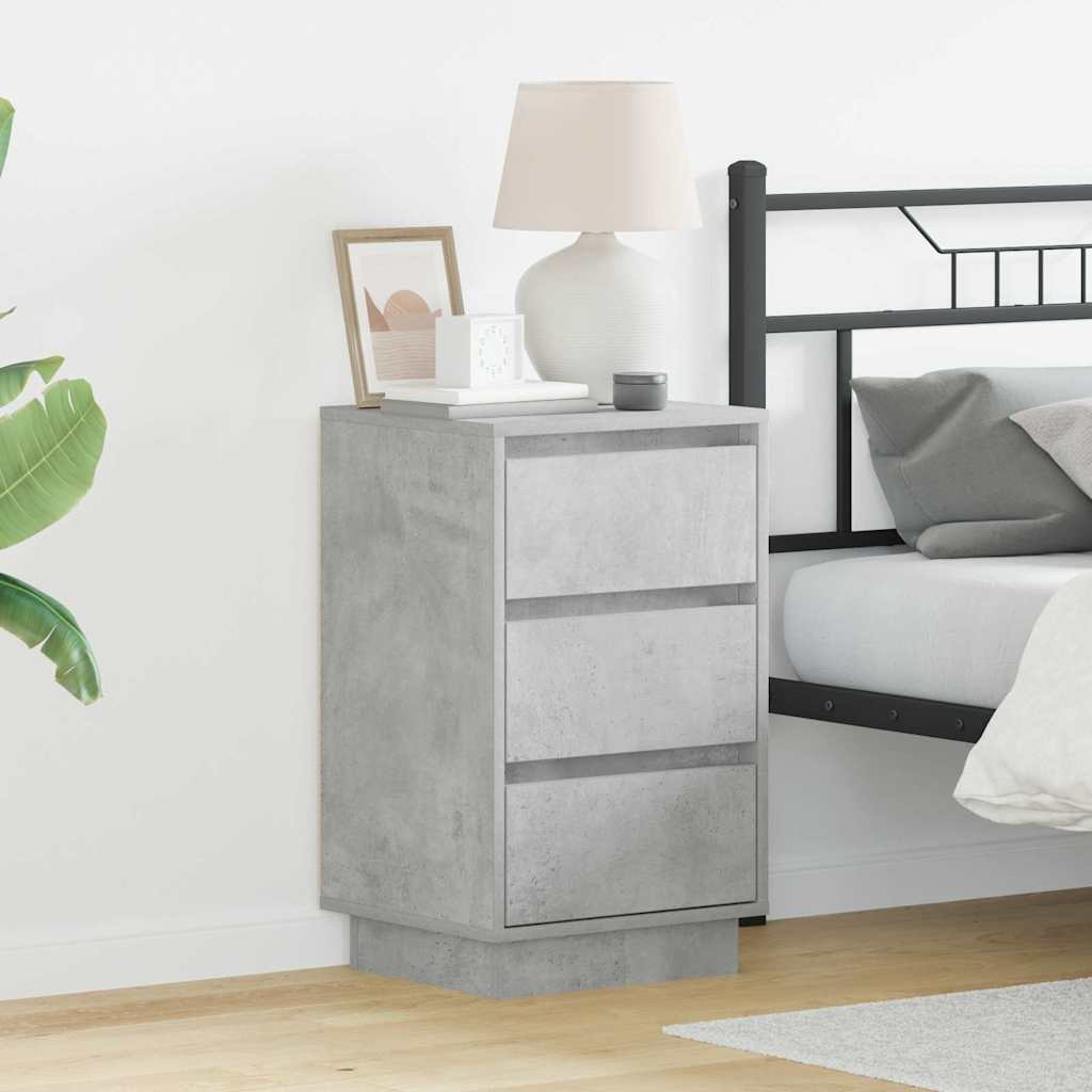 Bedside Cabinet with LED Concrete Grey 39x34.5x65 cm Engineered Wood - Brittle & Co