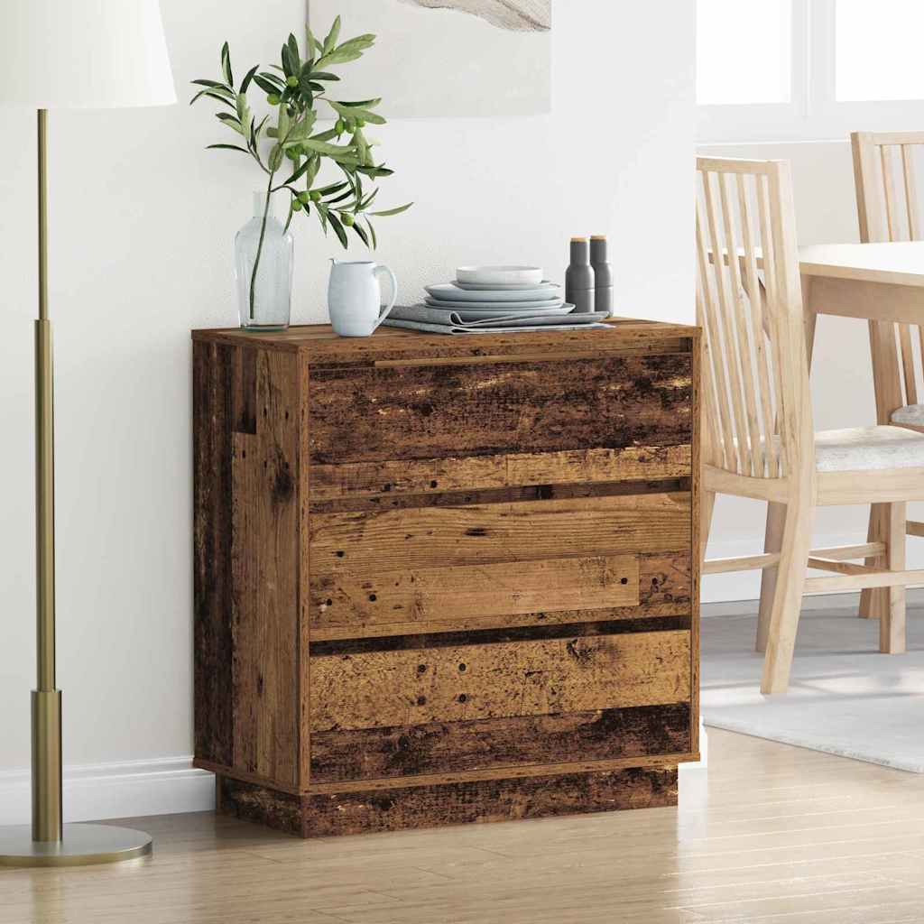 Bedside Cabinet with LED Old Wood 71x34,5x75 cm Engineered Wood - Merlin Deals