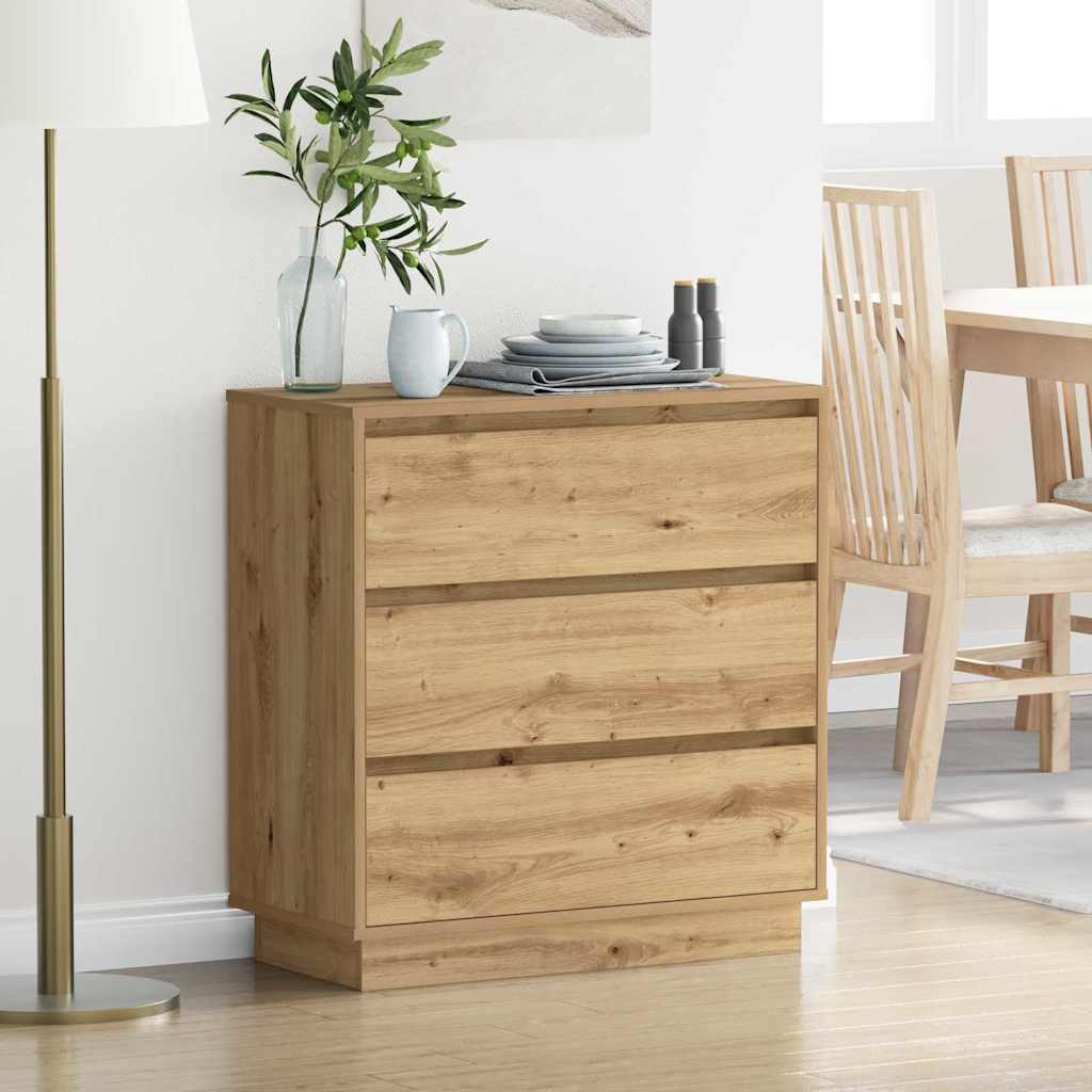 Bedside Cabinet with LED Artisan Oak 71x34,5x75 cm Engineered Wood - Decor Base