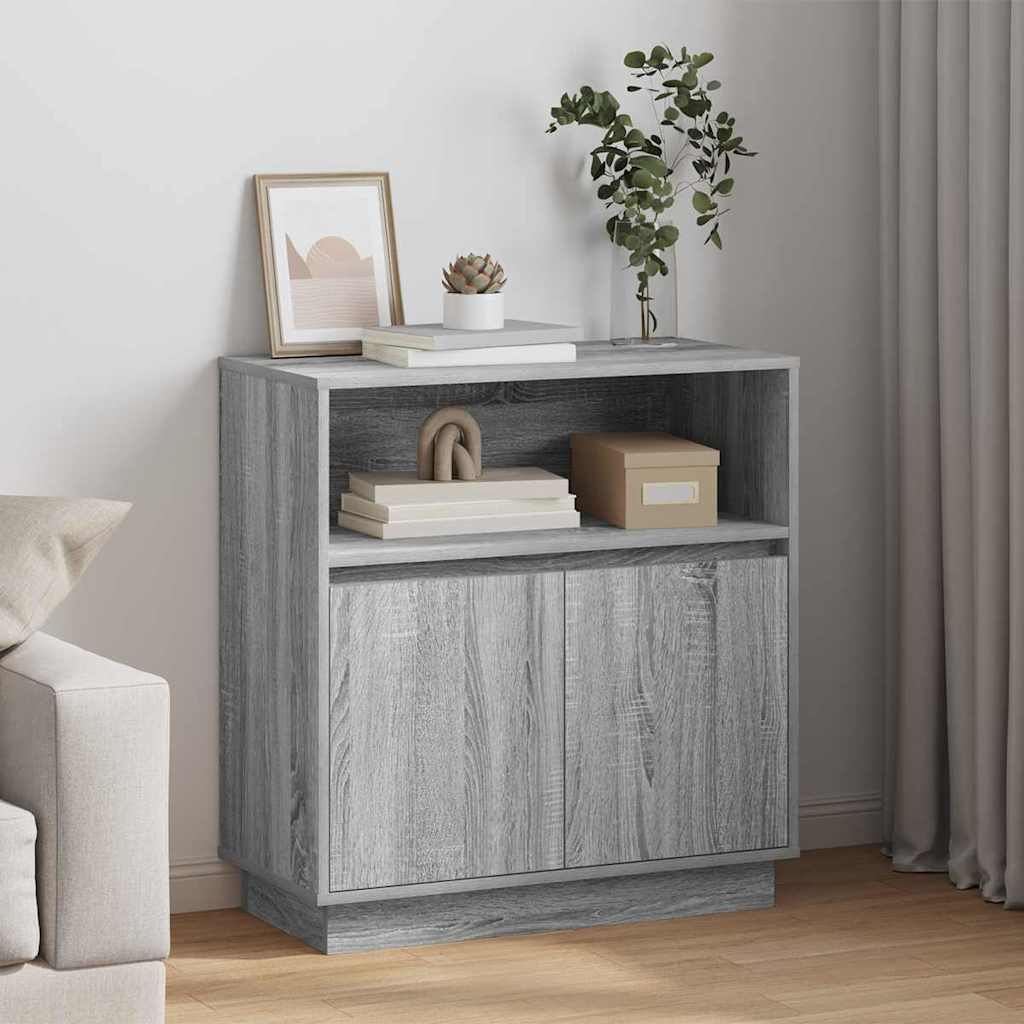 Sideboard with LED Grey Sonoma 71x34,5x75 cm Engineered Wood - Merlin Deals