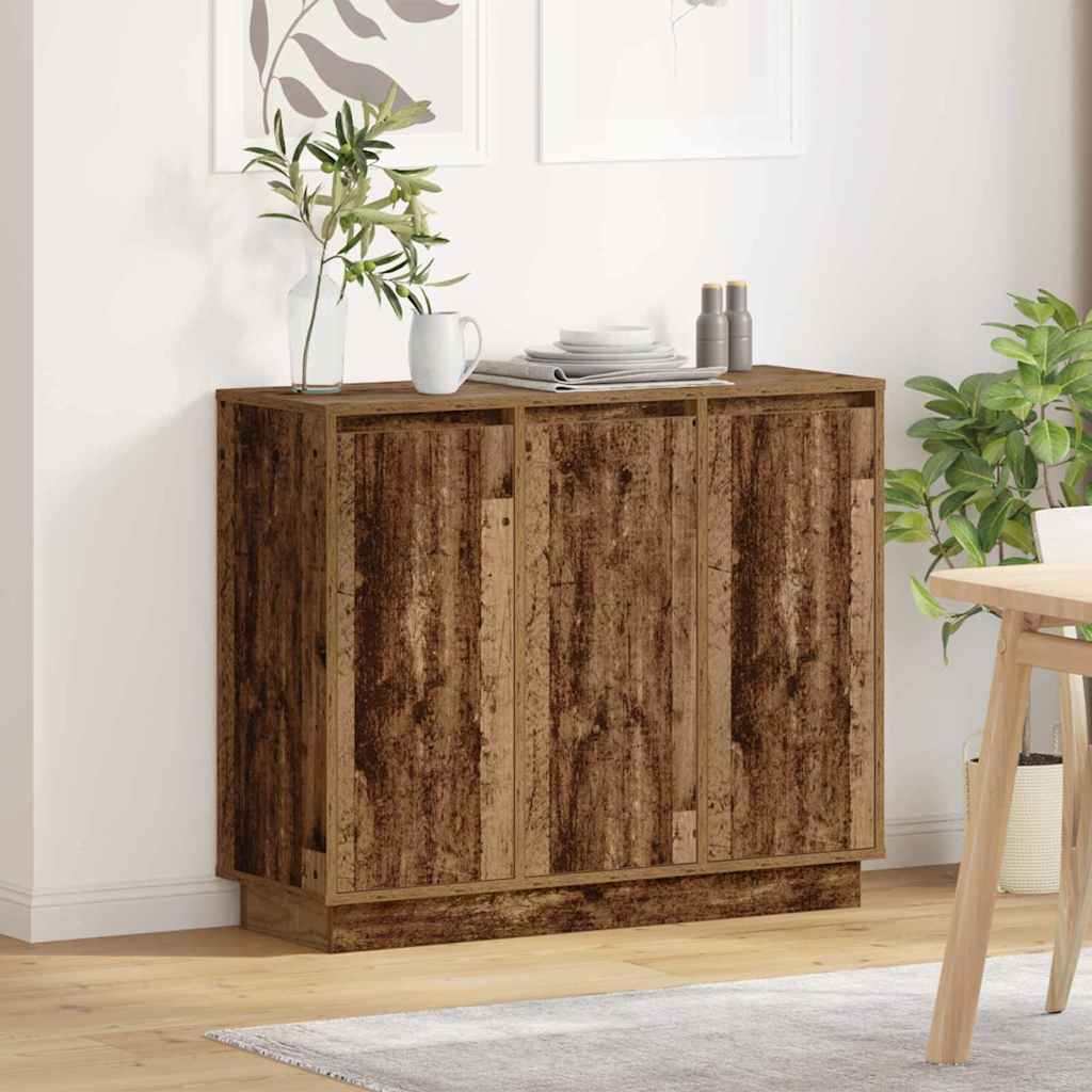 Sideboard with LED - Old Wood - 90x32x75 cm - Engineered Wood - Brittle & Co