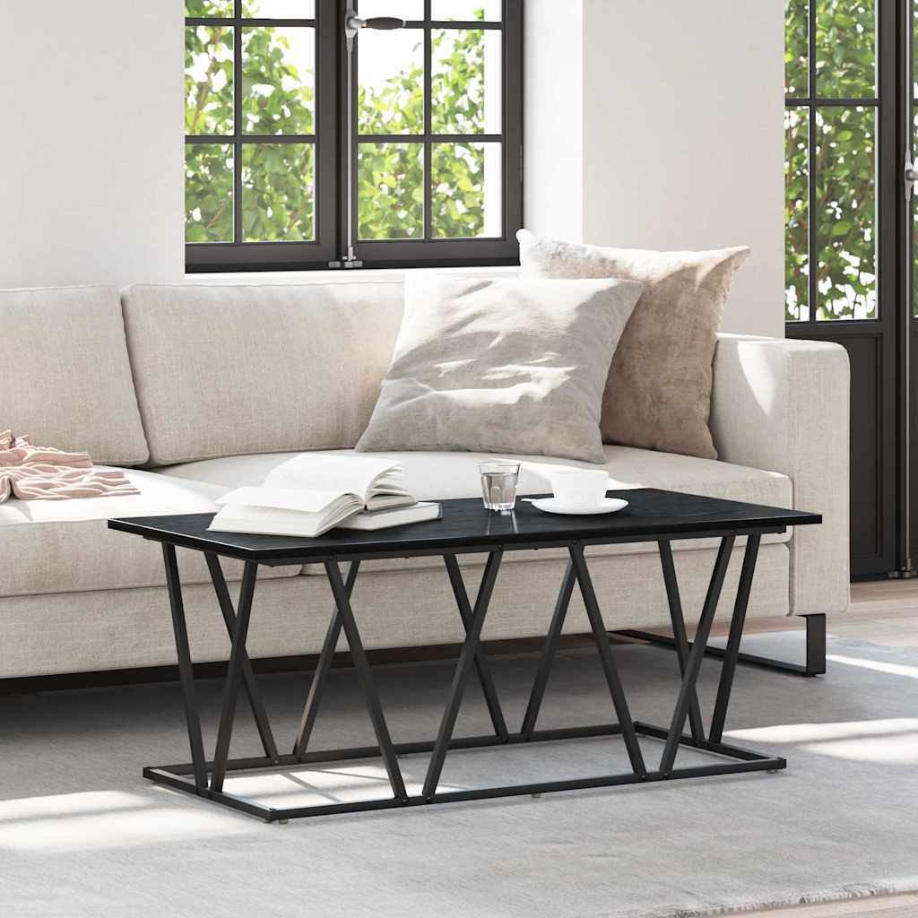 Coffee Table in Black Oak - 100x50x40 cm - Made from Engineered Wood and Metal - Unbeatable Bargains