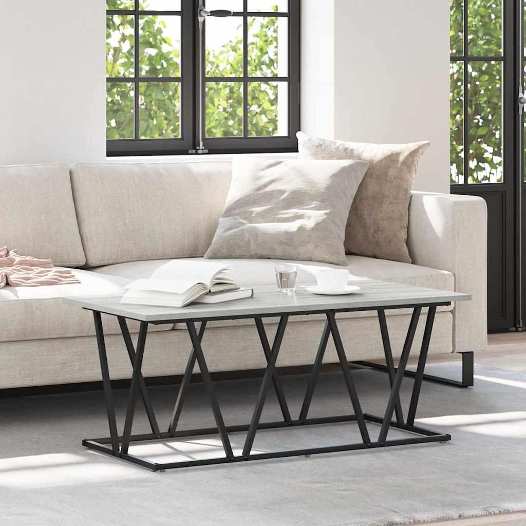 Grey Sonoma Coffee Table 100x50x40 cm Made of Engineered Wood and Metal - The Home Maker