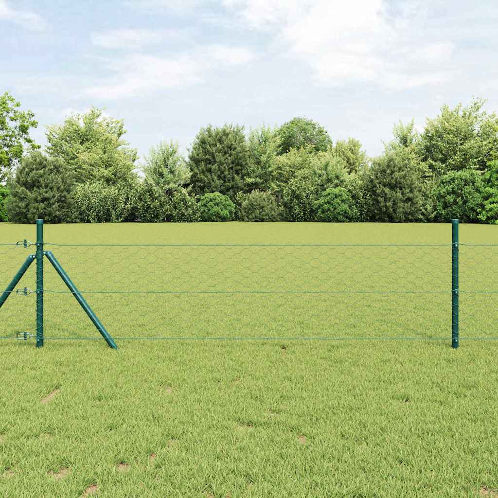 Hexagon Fence Green 0.4x50 m Steel - Decor Base