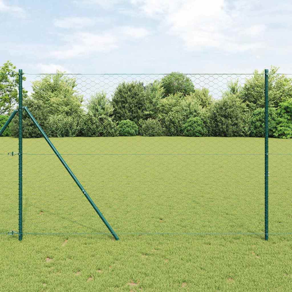 Hexagon Fence Green 1.5x100 m Steel - Decor Base