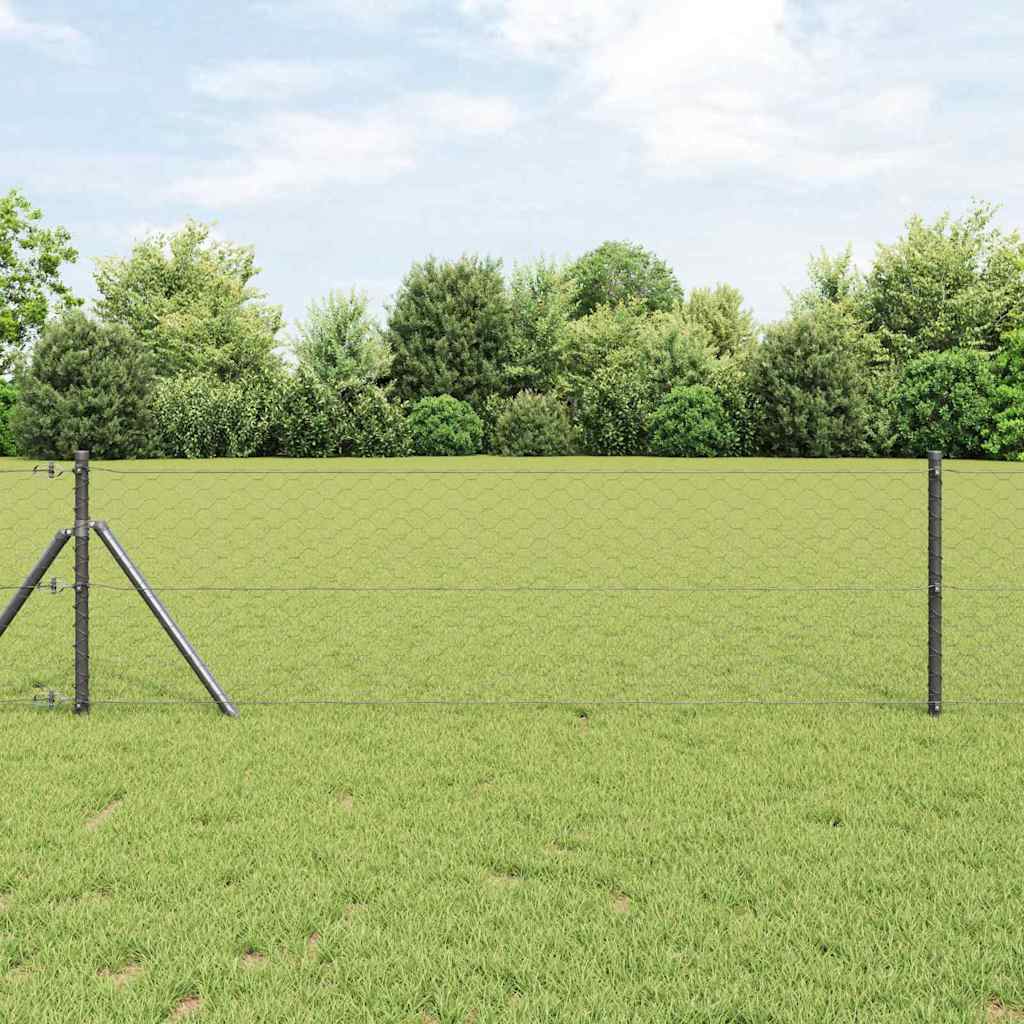 Hexagon Fence Grey 0.6x10 m Steel - Discount Dealers