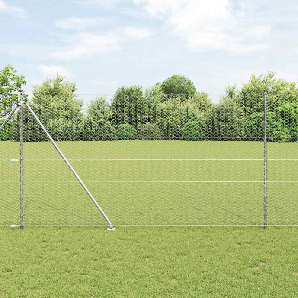 Hexagon Fence 1.6x50 m Galvanised Steel - Charlotte Dunes