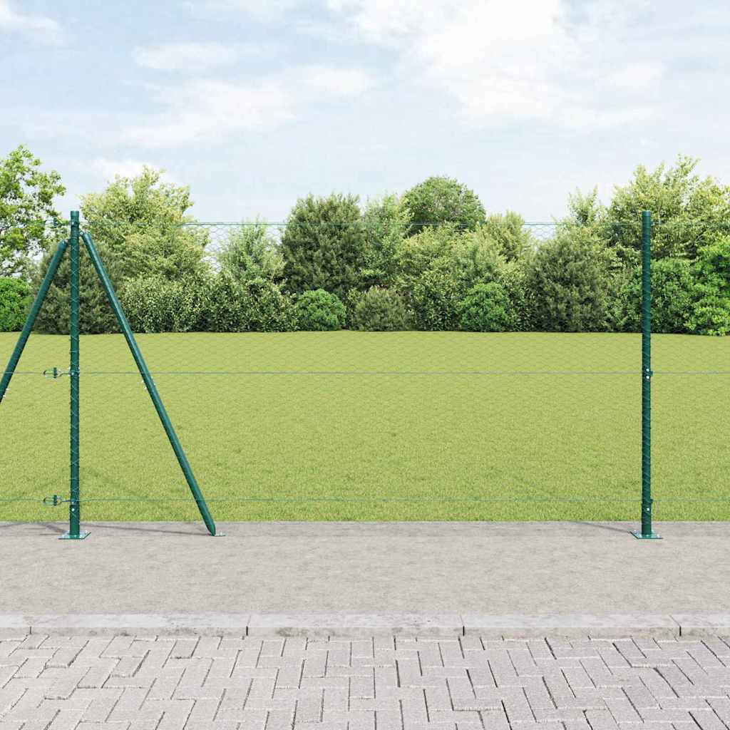 Fencing Set Set of 2 Green Galvanized Steel, PVC 25 x 1.2 m - Design Hut