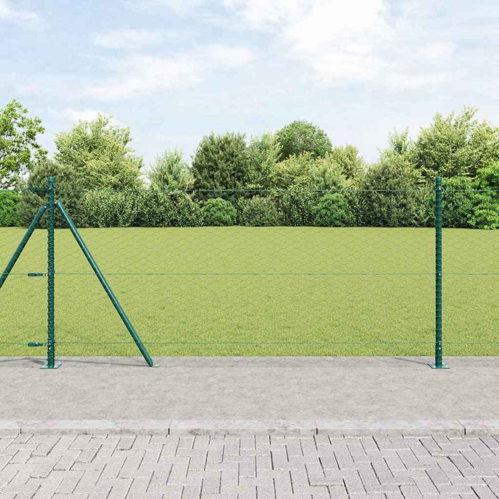 Hexagon Fence Green 1x100 m Steel - Charlotte Dunes