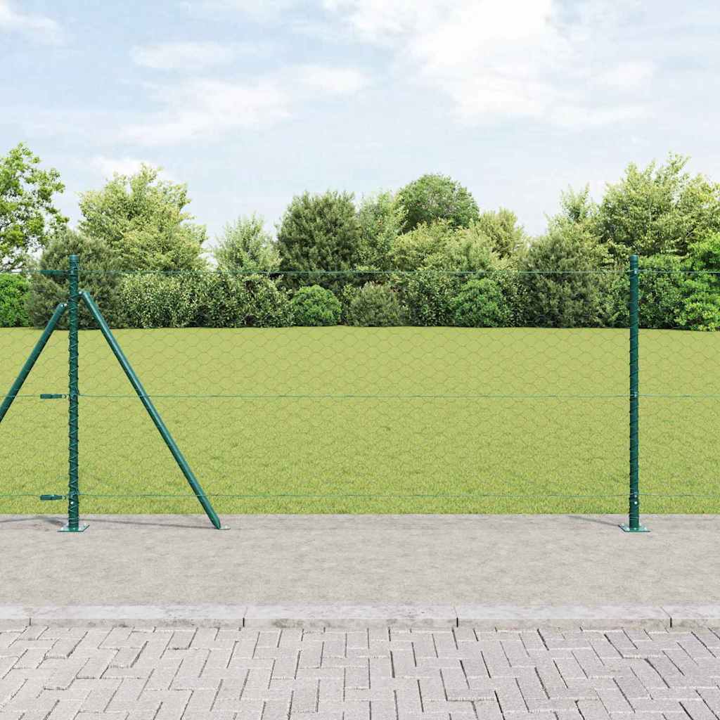 Hexagon Fence Green 1x100 m Steel - Decor Base