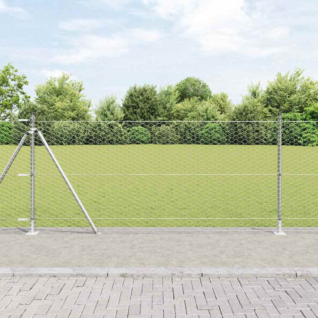 Hexagon Fence 1x100 m Galvanised Steel - Decor Base